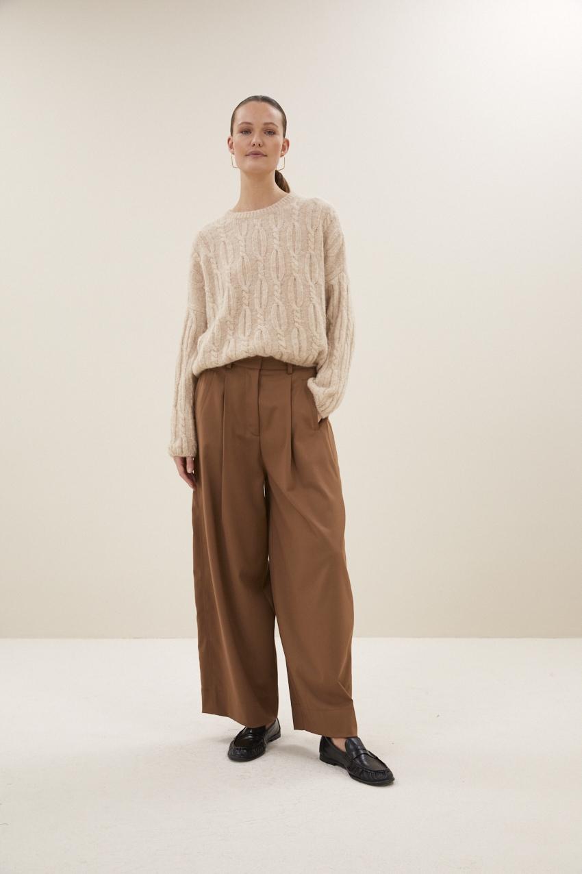 By-Bar Jule Camel Pants Damen Stoffhose Bundfalten beige braun